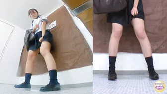 SL-586 02 Female college and school students holding their pee to the limit during test and then rushing to the toilet after to release powerful stream. VOL. 3