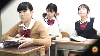 EE-764 04 Hidden camera inside high school. Girls line up and pee.