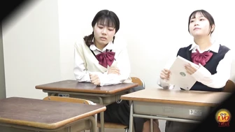 EE-764 04 Hidden camera inside high school. Girls line up and pee.