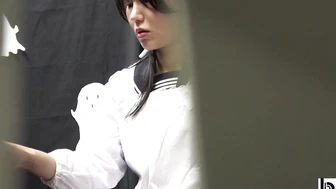 MB-361 05 Girls' school toilet: Dildo masturbator squirting in the bathroom